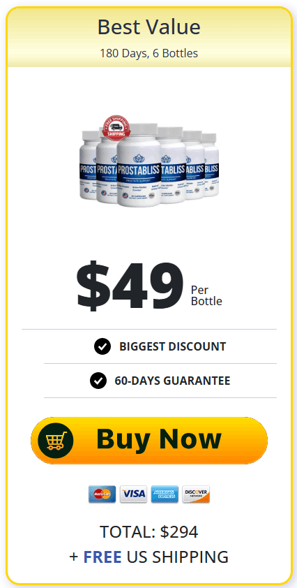 ProstaBliss 180-Day Supply Bottle – Maximum Strength Prostate Support for Long-Term Results